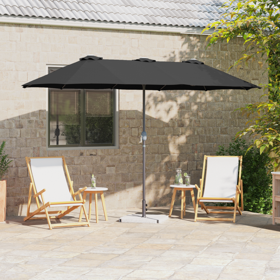 vidaXL Tuinparasol Zwart 380 x 196 x 235 cm Poedergecoat staal afbeelding 1