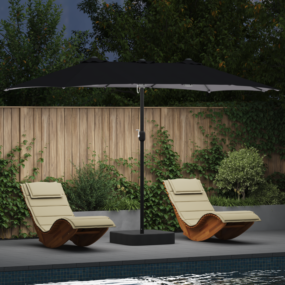 vidaXL Tuinparasol Zwart 385 x 209 x 244 cm Stof afbeelding 1