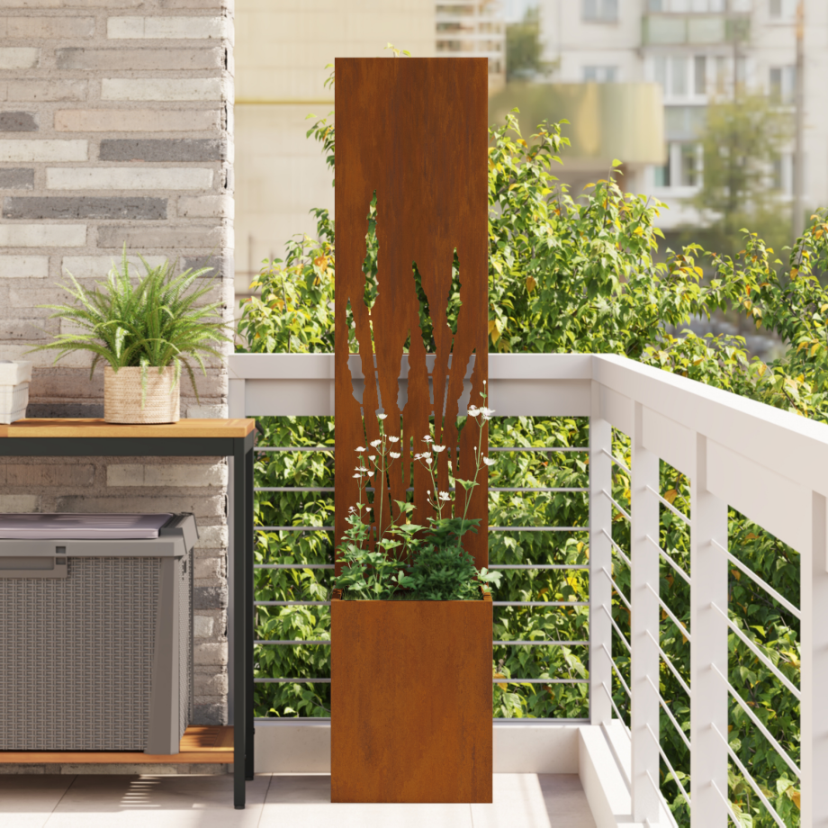 vidaXL Tuinplant met Decoratief Paneel Roestig 32 x 140 cm Cortenstaal afbeelding 1