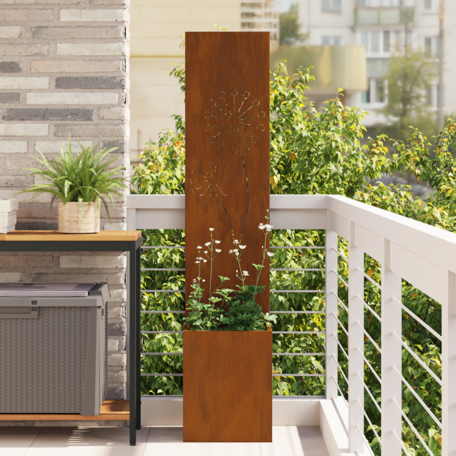 vidaXL Tuinplant met Decoratief Paneel Roestig 32 x 140 cm Cortenstaal afbeelding 1