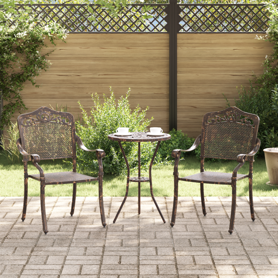vidaXL Tuinstoelen 2 st gietaluminium bronskleurig afbeelding 1