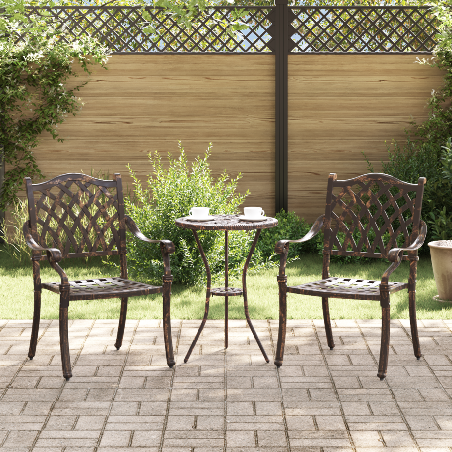 vidaXL Tuinstoelen 2 st gietaluminium bronskleurig afbeelding 1