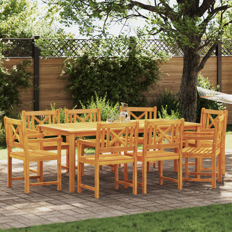 vidaXL Tuinbank 8 pcs Naturel 56 x 55,5 x 90 cm Massief Acaciahout afbeelding 1