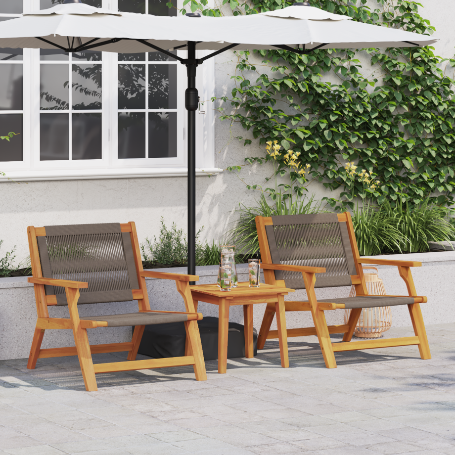 vidaXL Tuinstoelen met Tafel 3 pcs Grijs Massief Acaciahout afbeelding 1