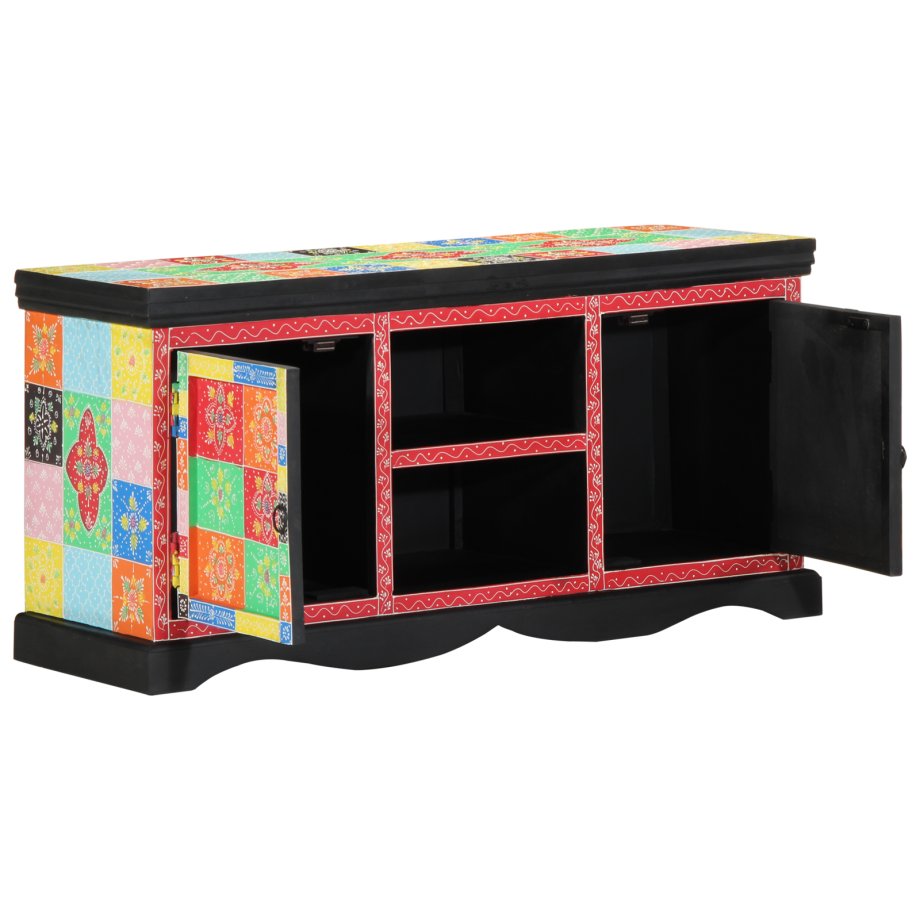 vidaXL TV-kast - Kleurrijk, 100x35x50 cm, Van massief mango hout afbeelding 1
