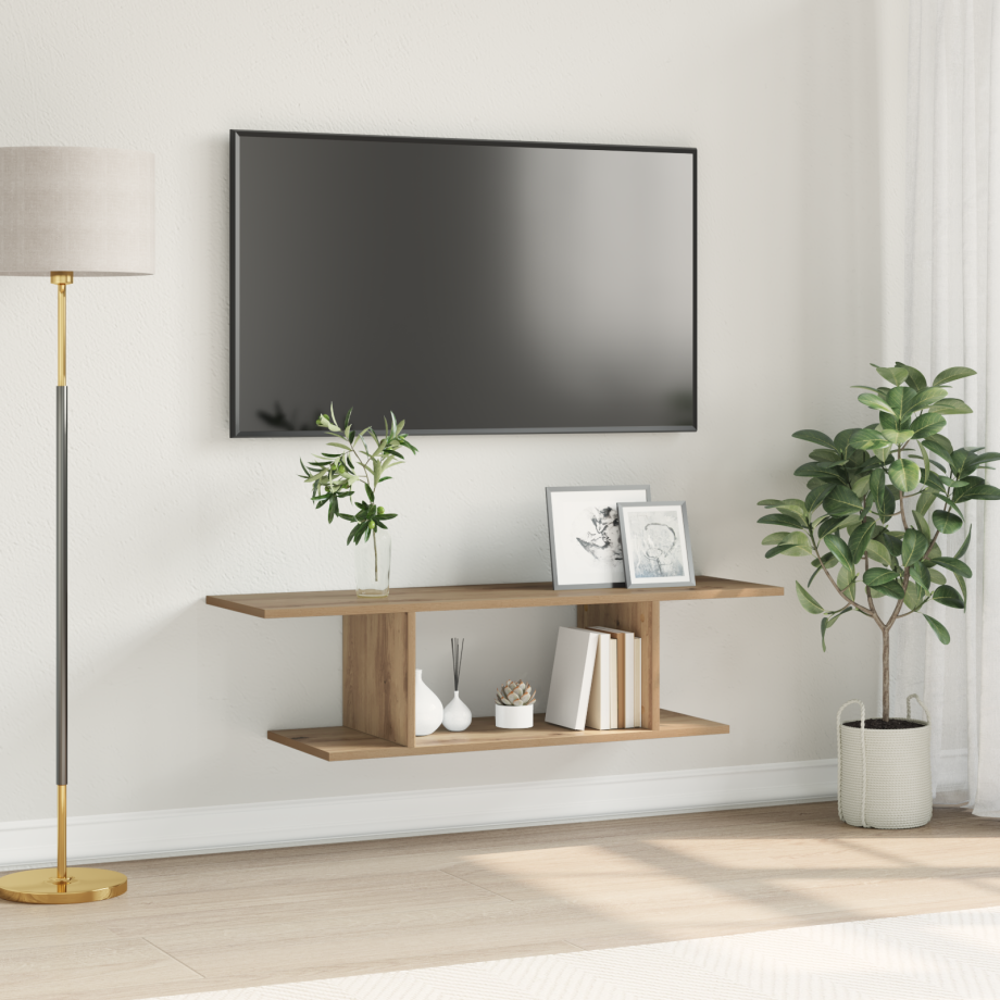 vidaXL Tv-meubelset Bruin 103 x 30 x 26,5 cm Bewerkt hout afbeelding 1