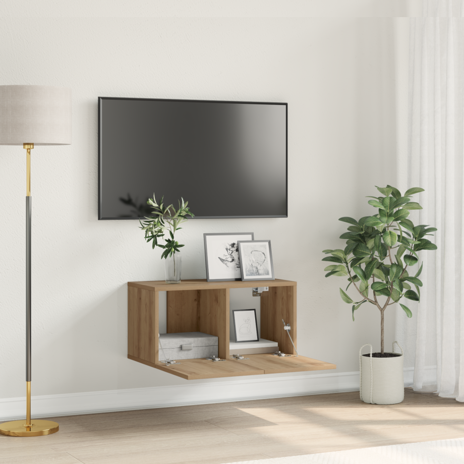 vidaXL TV Kast Set Artisan Eiken Bewerkt hout TV Kast Rechthoekig afbeelding 1