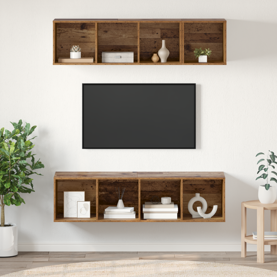 vidaXL TV-kast set met plank met opslag 3 pcs Oud hout Bewerkt hout vidaXL TV-kast set met plank met opslag 3 pcs Oud hout Bewerkt hout afbeelding 1
