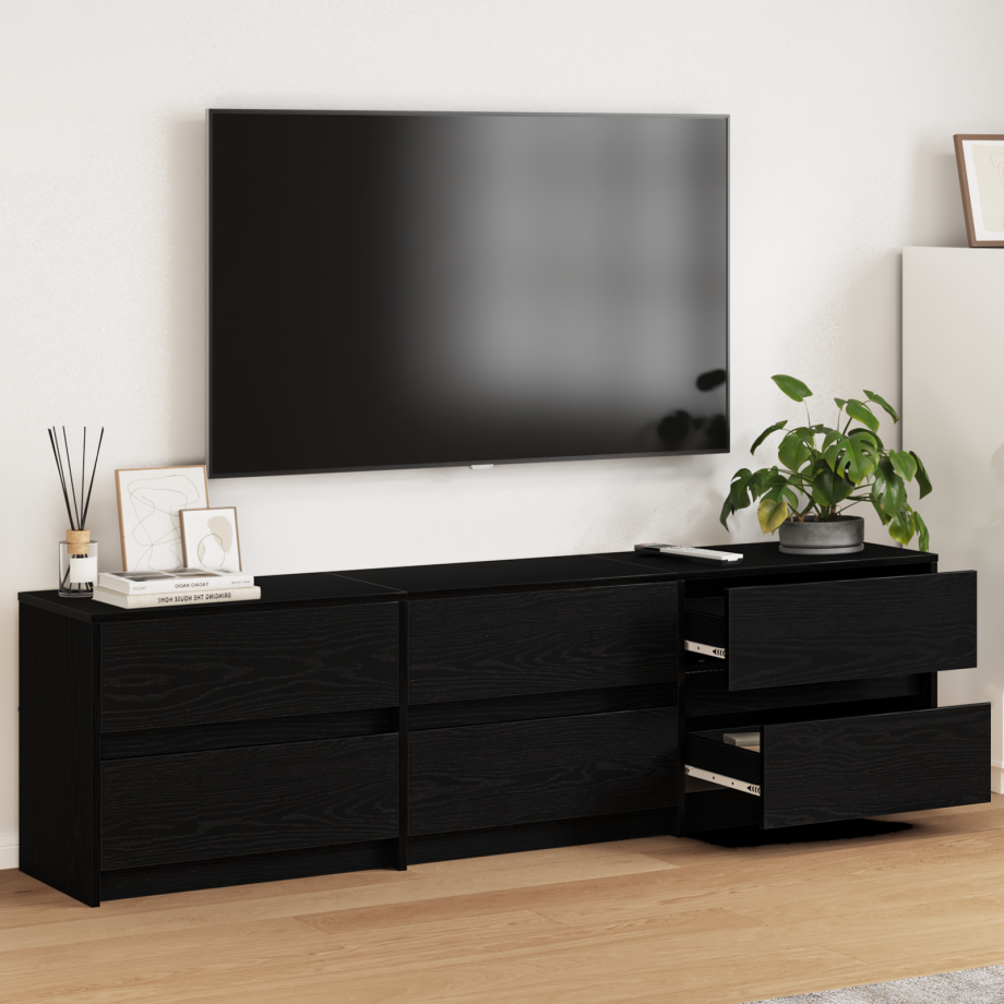 vidaXL TV-kast Zwart 182 x 34 x 50 cm Bewerkt hout afbeelding 1