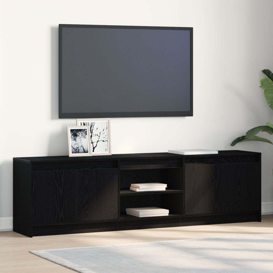 vidaXL TV-kast Zwart 182 x 34 x 50 cm Geengineerd hout en Spaanplaat afbeelding 1