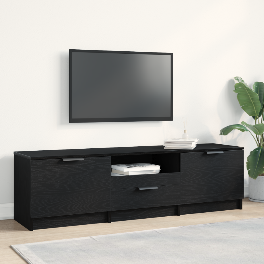 vidaXL TV-kast - Zwart Eiken - 140x35x40 cm - Gemaakt van Engineered Wood afbeelding 1