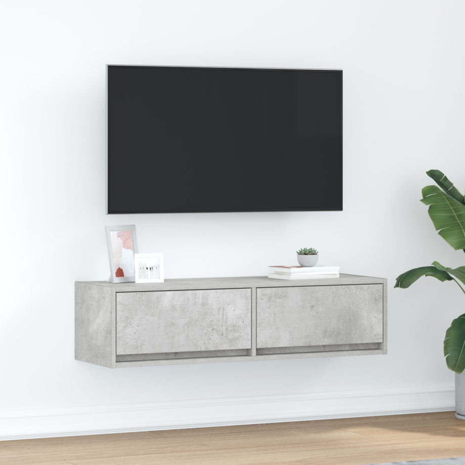 vidaXL Tv-meubel 100x31x25,5 cm bewerkt hout betongrijs afbeelding 1