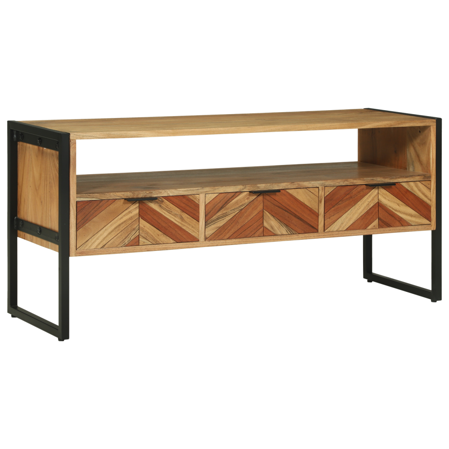vidaXL TV-kast met lade Bruin 100 x 35 x 50 cm Massief Acaciahout afbeelding 1