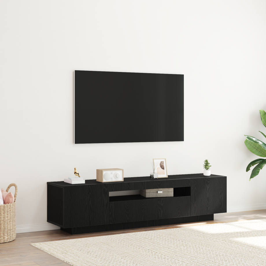 vidaXL TV-kast Zwart 160 x 35 x 40 cm Bewerkt hout afbeelding 1