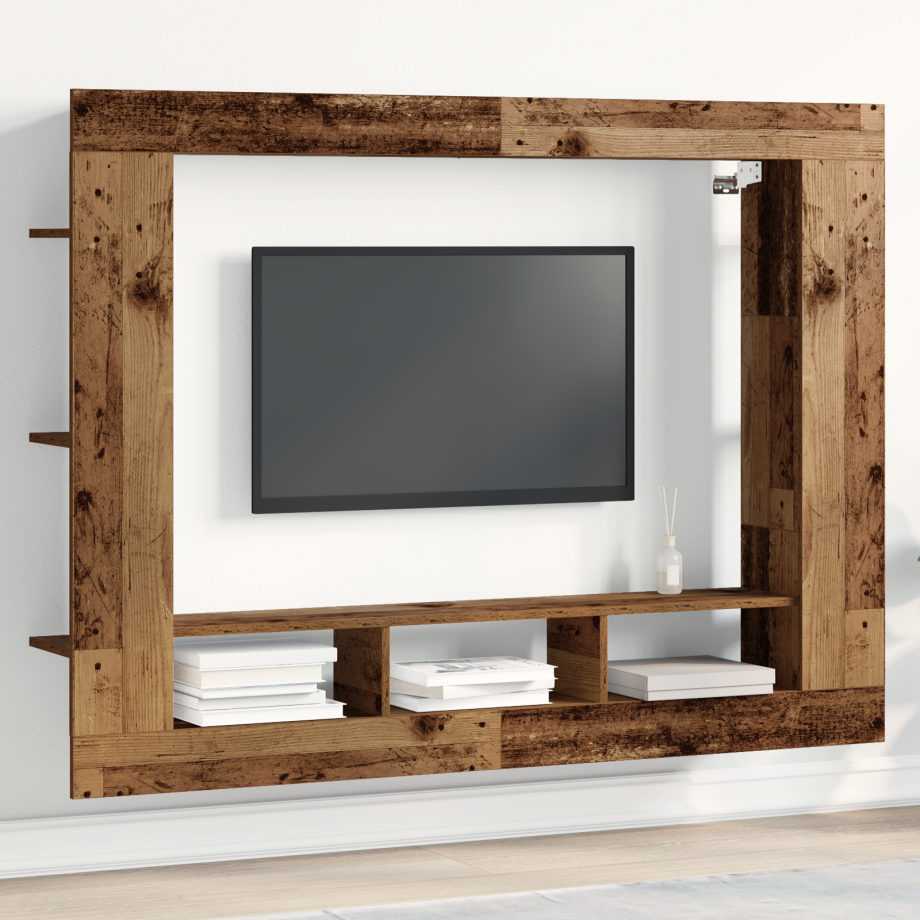 vidaXL TV-kast Wandgemonteerd Oud hout 152 x 22 x 113 cm Bewerkt hout vidaXL TV-kast Wandgemonteerd Oud hout 152 x 22 x 113 cm Bewerkt hout afbeelding 1