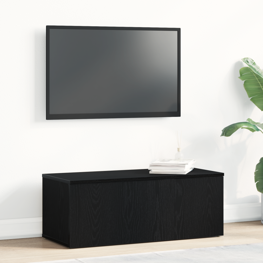 vidaXL TV-meubel Zwart Eiken 80x34x30 cm Gefabriceerd Hout afbeelding 1