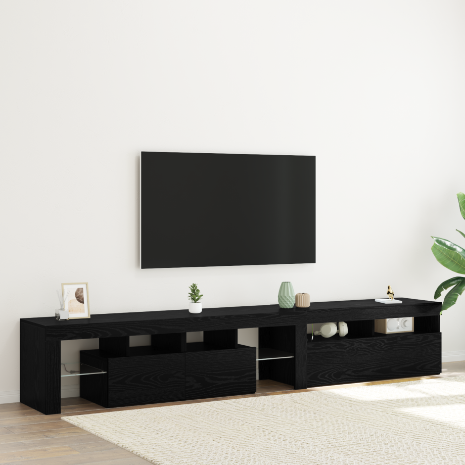 vidaXL TV-kast 2 pcs Zwart Eiken 230 x 36,5 x 40 cm Bewerkt hout afbeelding 1