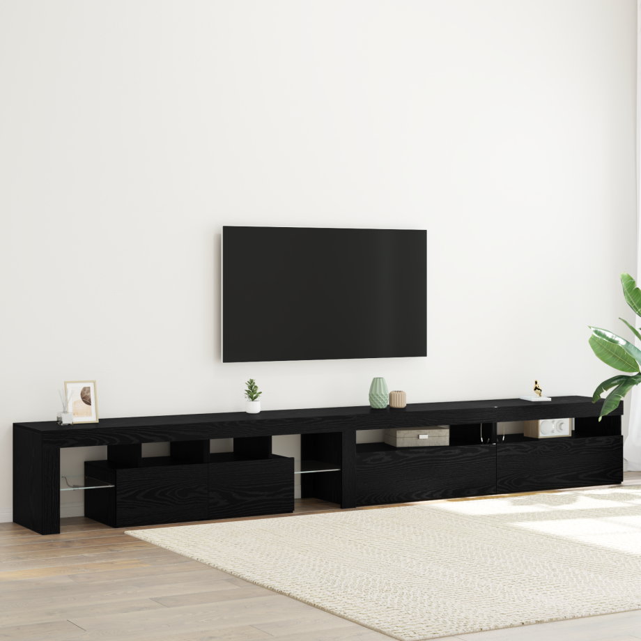 vidaXL TV-kast 3 pcs Zwart Eiken 290 x 36,5 x 40 cm Bewerkt hout afbeelding 1