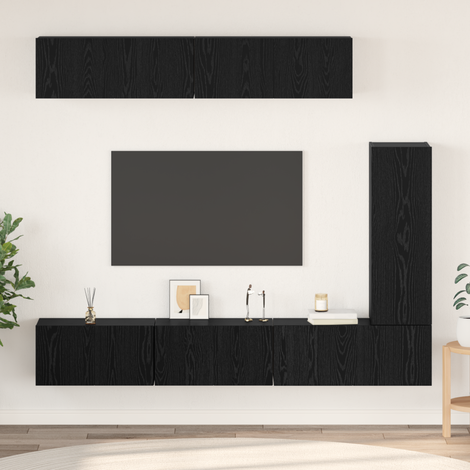 vidaXL Tv-meubelset 6 pcs Zwart eiken 30.5 x 30 x 90 cm Bewerkt hout afbeelding 1