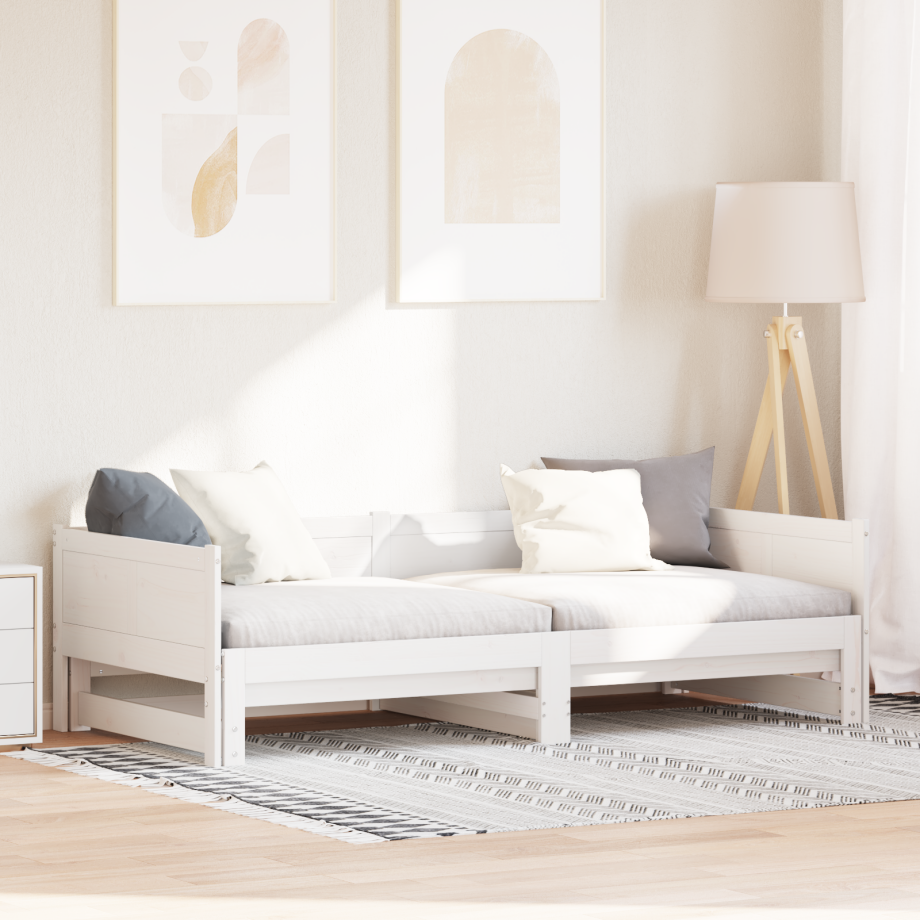 vidaXL Uittrekbaar Dagbed Wit 90x200 cm Massief Hout Grenen afbeelding 1