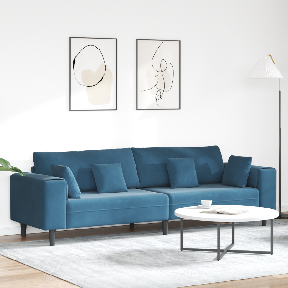 vidaXL Bank Blauw 250 x 77 x 76 cm Fluweel afbeelding 1