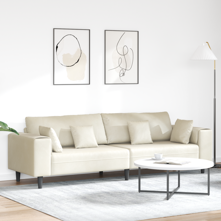 vidaXL Bank Crème 250 x 77 x 76 cm Fluweel afbeelding 1