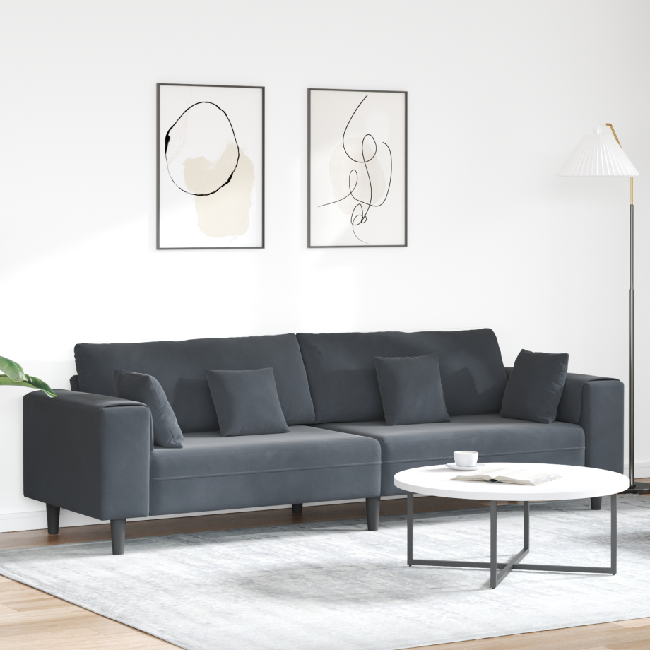 vidaXL Bank Donkergrijs 250 x 77 x 76 cm Fluweel afbeelding 1
