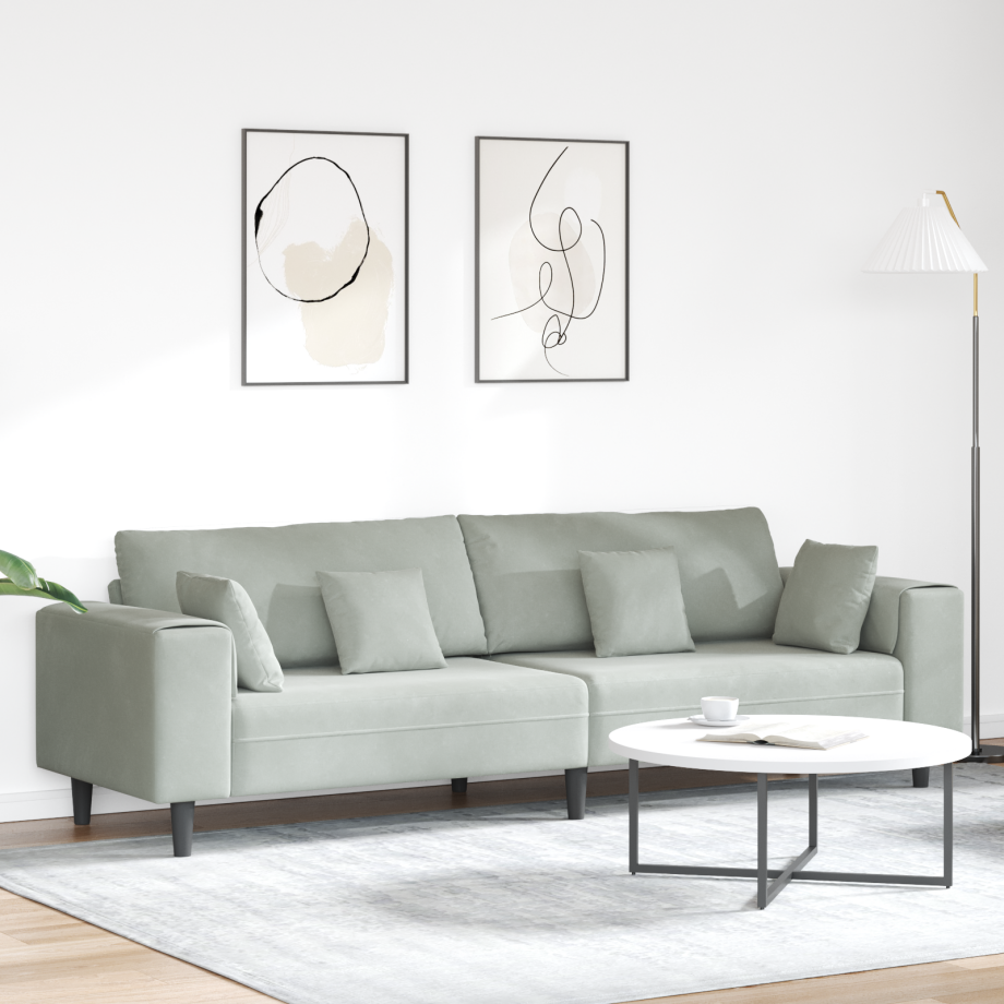 vidaXL Bank Lichtgrijs 250 x 77 x 76 cm Fluweel afbeelding 1