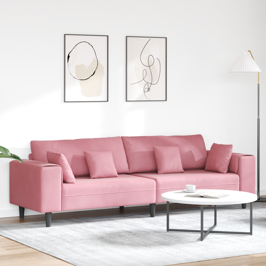 vidaXL Bank Roze 250 x 77 x 76 cm Fluweel vidaXL Bank Roze 250 x 77 x 76 cm Fluweel afbeelding 1