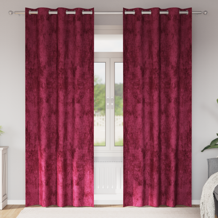 vidaXL Velours Gordijnen 2 stuks met Oogjes Bordeauxrood 260x140 cm afbeelding 1