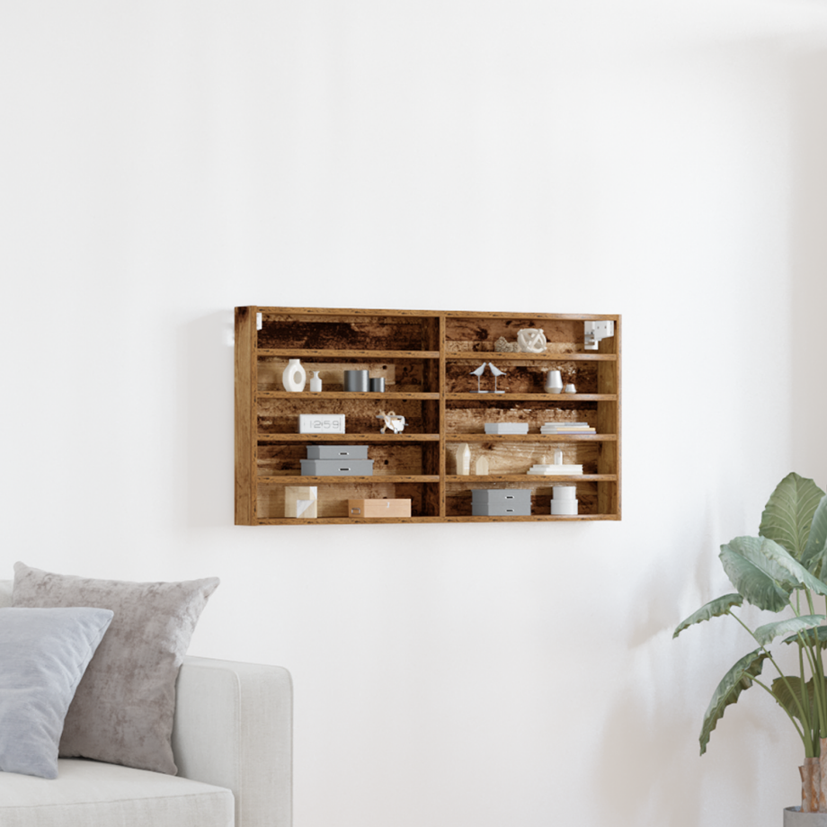 vidaXL Vitrinekast wandgemonteerd bewerkt hout oud houtkleurig afbeelding 1