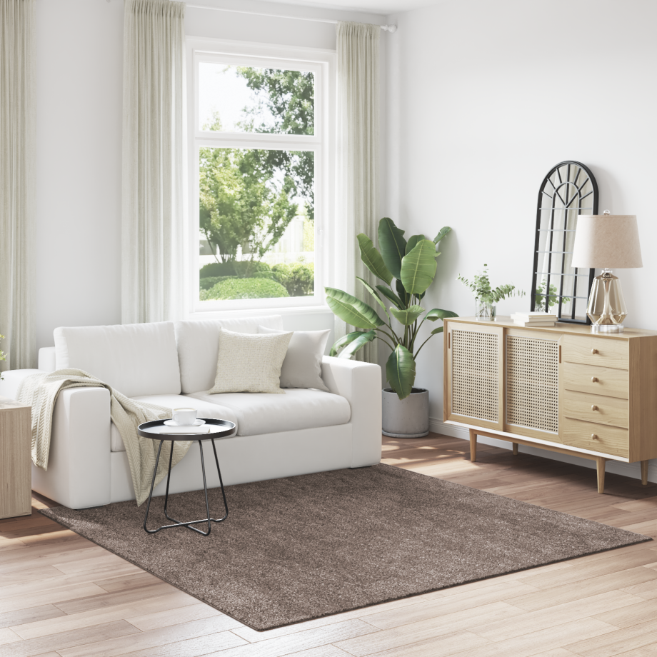 vidaXL Vloerkleed shaggy met latex onderkant 200x200 cm bruin afbeelding 1