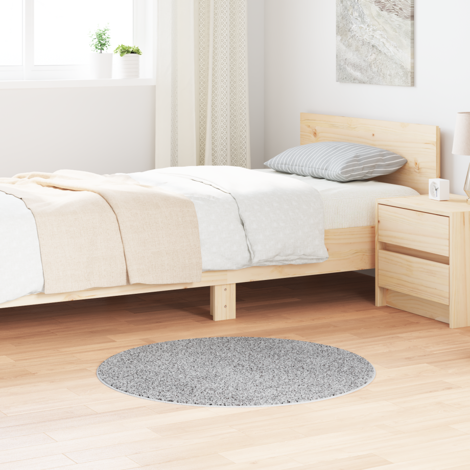 vidaXL Vloerkleed shaggy met latex onderkant ø90 cm grijs vidaXL Vloerkleed shaggy met latex onderkant ø90 cm grijs afbeelding 1