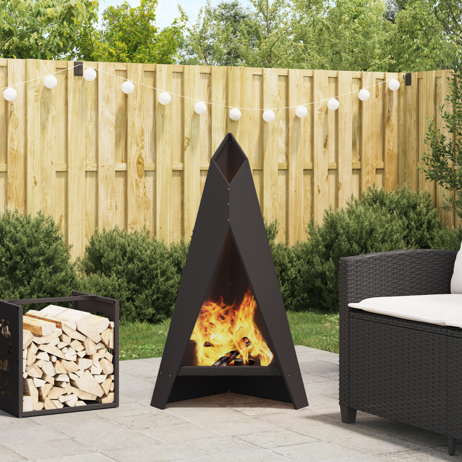 vidaXL Vuurkorf Piramide 58x36x100 cm Weerbestendig Staal afbeelding 1