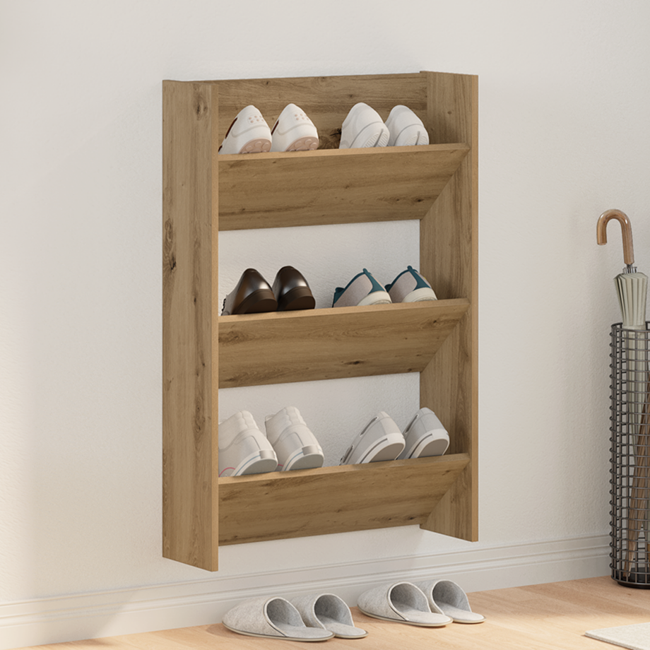 vidaXL Schoenenkast Artisan Eiken 60 x 18 x 90 cm Bewerkt hout vidaXL Schoenenkast Artisan Eiken 60 x 18 x 90 cm Bewerkt hout afbeelding 1