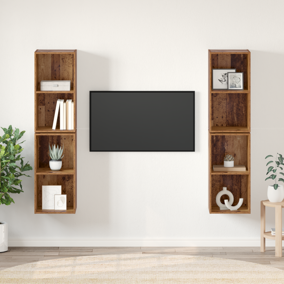 vidaXL Wand TV Kast 4 pcs Oude hout 37 x 37 x 72 cm Bewerkt hout vidaXL Wand TV Kast 4 pcs Oude hout 37 x 37 x 72 cm Bewerkt hout afbeelding 1