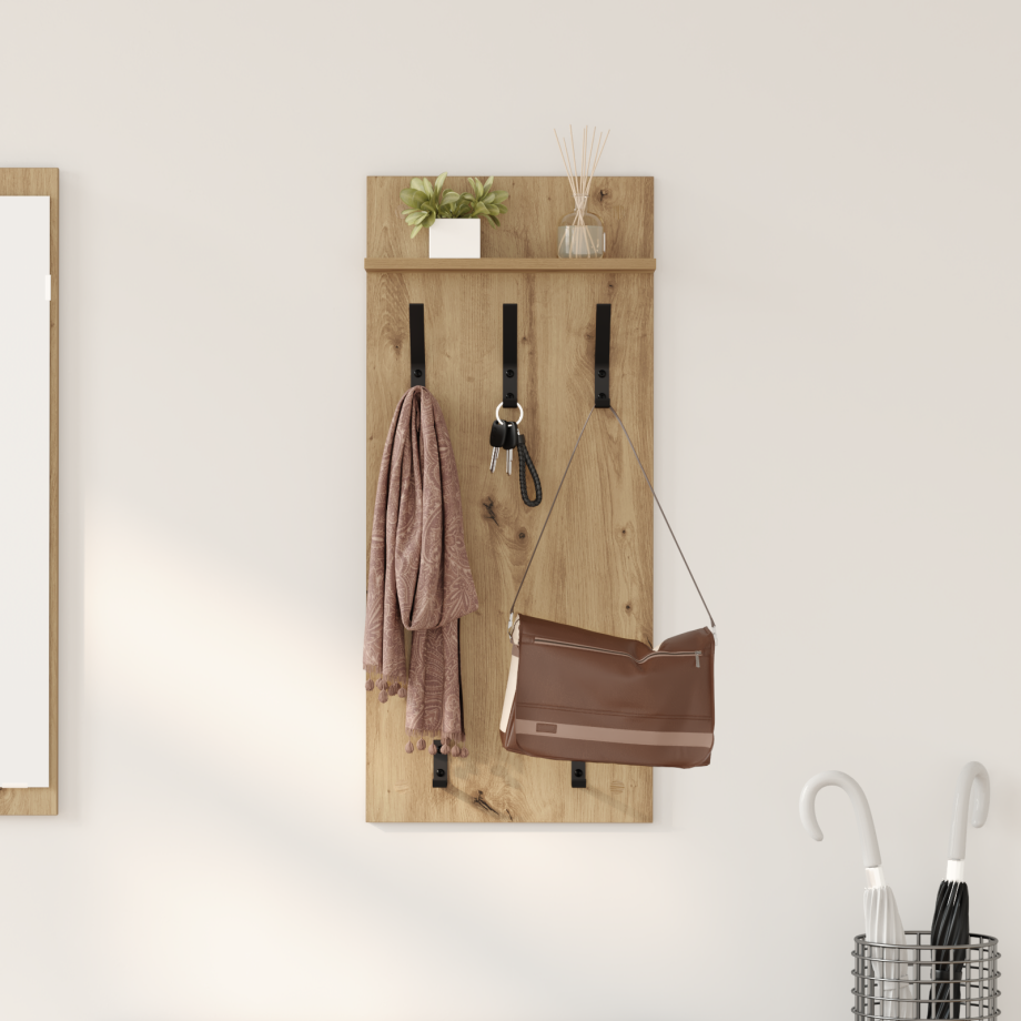 vidaXL Wandgemonteerde kapstok artisanaal eikenkleurig 90 x 40 x 10 cm afbeelding 1