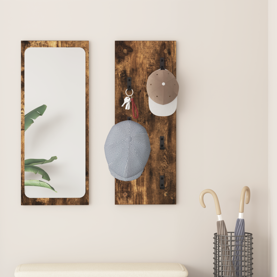 vidaXL Wandgemonteerde kapstok Gerookt eiken 30 x 1.5 x 80 cm afbeelding 1