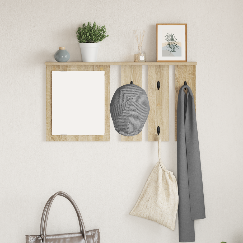 vidaXL Wandgemonteerde kapstok met plank Sonoma eiken 85 x 10 x 45 cm afbeelding 1