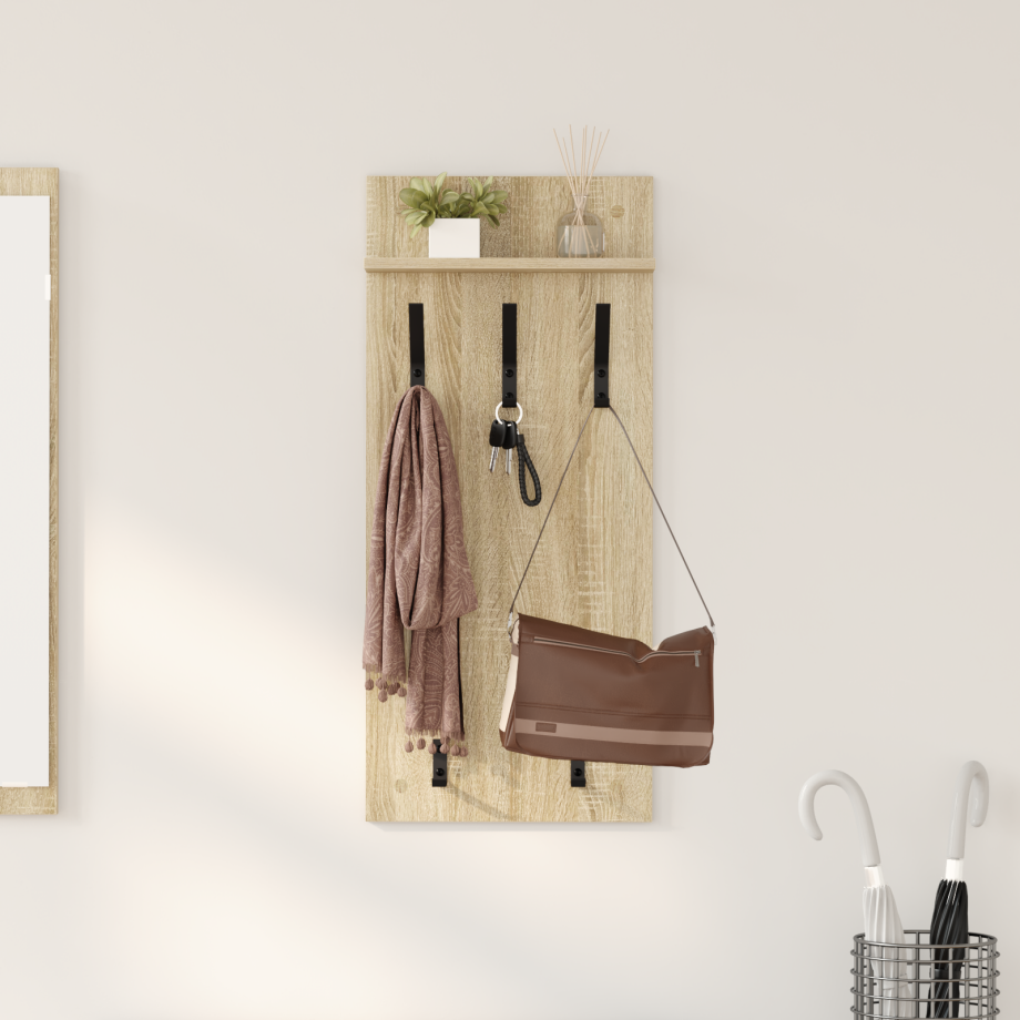vidaXL Wandgemonteerde kapstok met plank Sonoma eiken 90 x 40 x 10 cm afbeelding 1