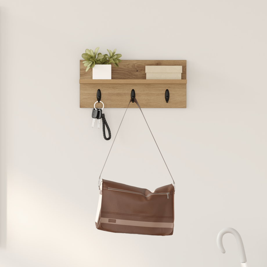 vidaXL Wandgemonteerde kapstok met plank Wandgemonteerd artisanaal eikenkleurig afbeelding 1