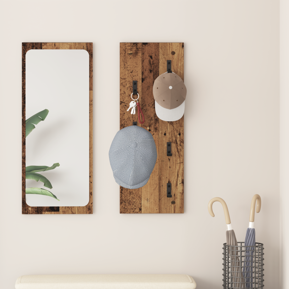 vidaXL Wandgemonteerde kapstok Oud hout 30 x 1.5 x 80 cm Bewerkt hout afbeelding 1