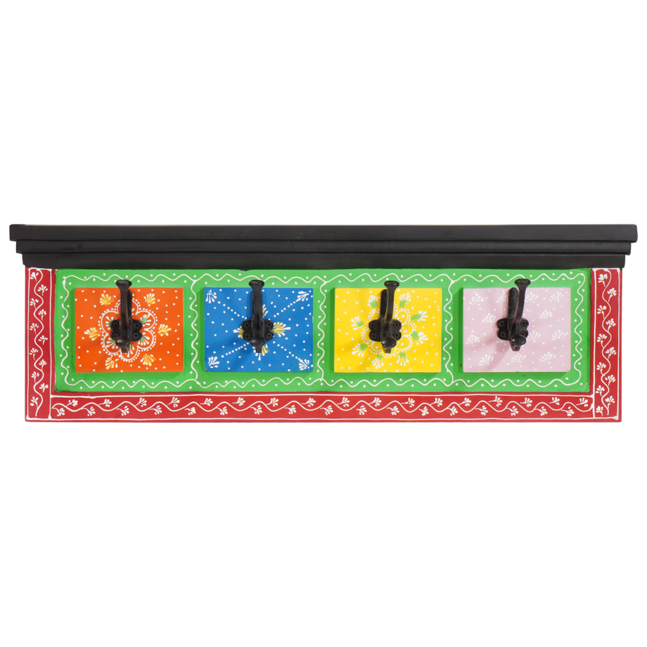 vidaXL Wandkapstok met 4 Haken 80x25x2 cm Massief Mango & Samengesteld Hout afbeelding 1