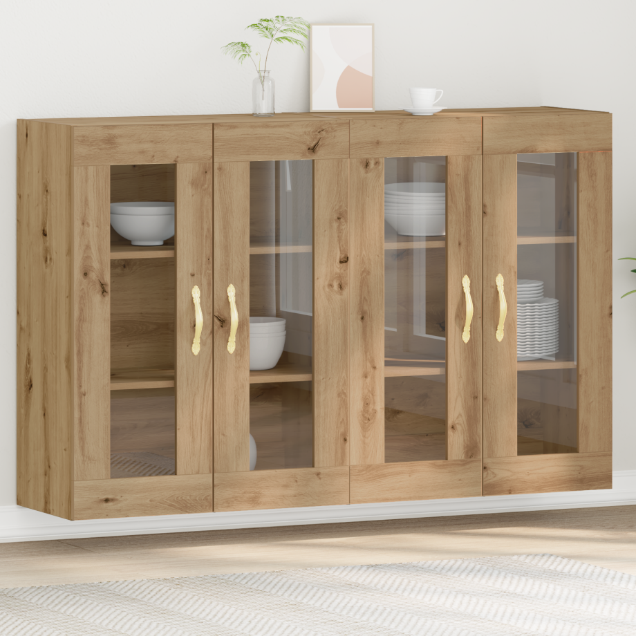 vidaXL Wandkasten 2 st 69,5x34x90 cm bewerkt hout artisanaal eiken afbeelding 1