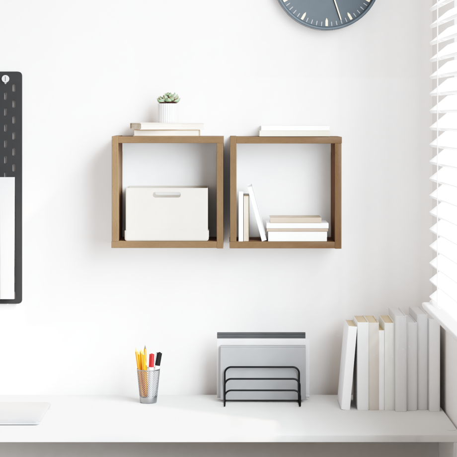 vidaXL Wandschappen met plank 2 pcs Artisan Eiken Bewerkt hout vidaXL Wandschappen met plank 2 pcs Artisan Eiken Bewerkt hout afbeelding 1