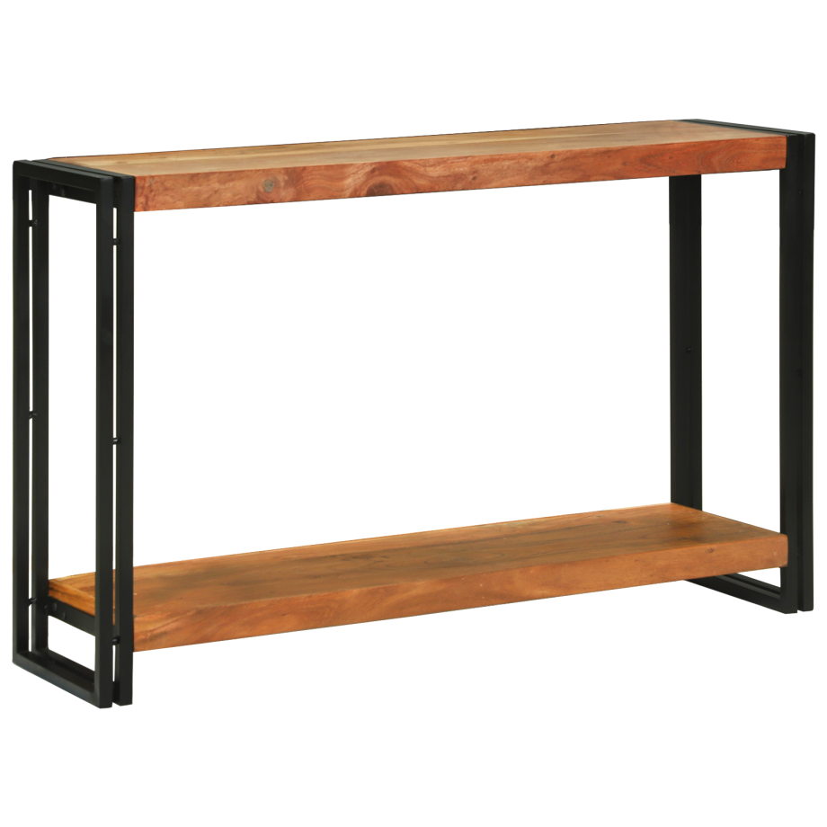 vidaXL Wandtafels met plank Bruin 120 x 33 x 75 cm Massief acaciahout afbeelding 1