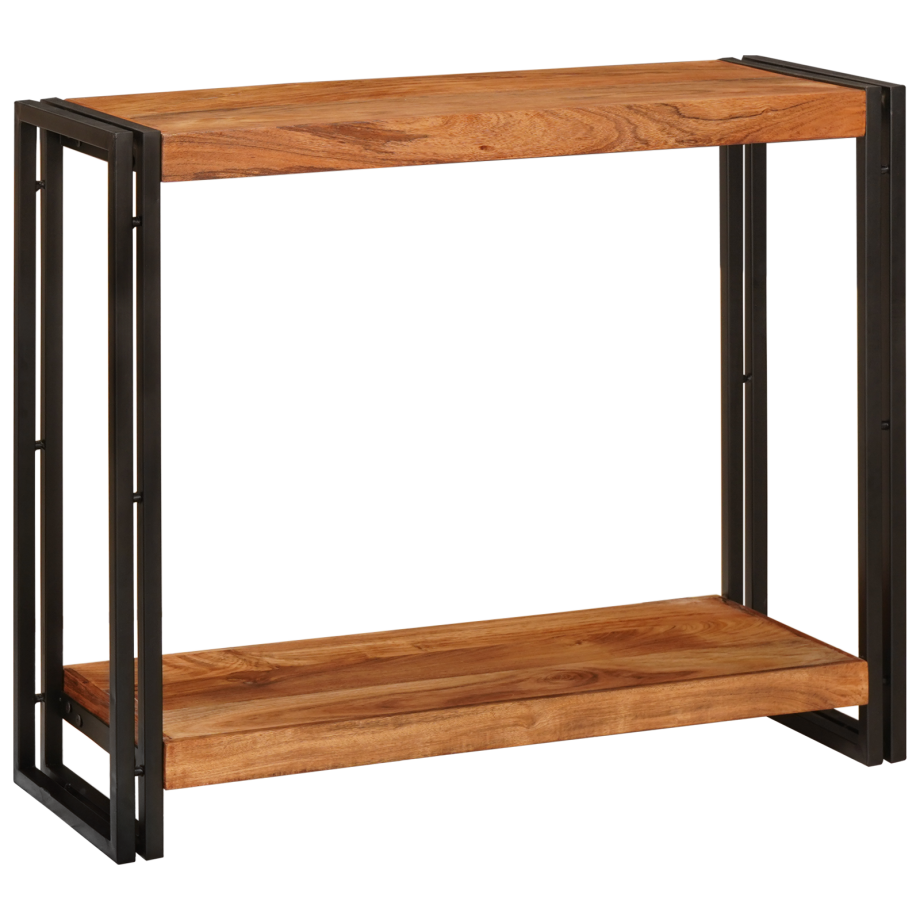 vidaXL Wandtafels met plank Bruin 90 x 33 x 75 cm Massief acaciahout afbeelding 1