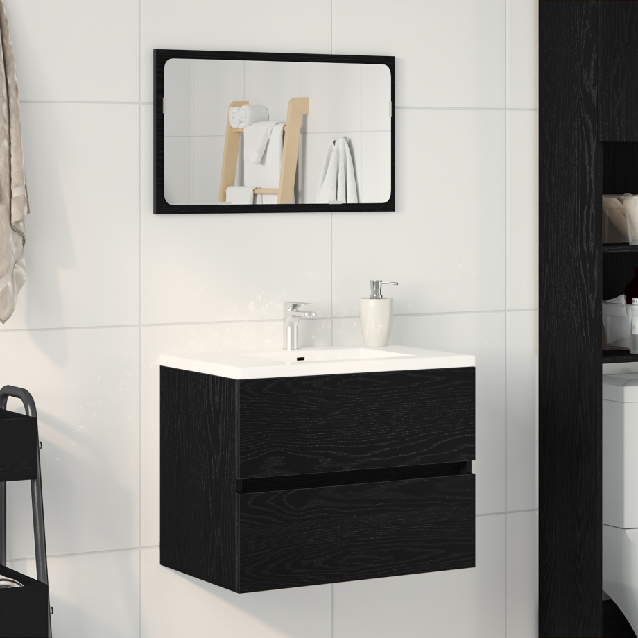 vidaXL Badkamertenk te kast Zwart Eiken 60 x 38,5 x 45 cm Bewerkt hout vidaXL Badkamertenk te kast Zwart Eiken 60 x 38,5 x 45 cm Bewerkt hout afbeelding 1