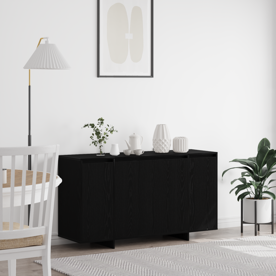 vidaXL Dressoir Zwart Eiken 135 x 41 x 75 cm Bewerkt hout afbeelding 1