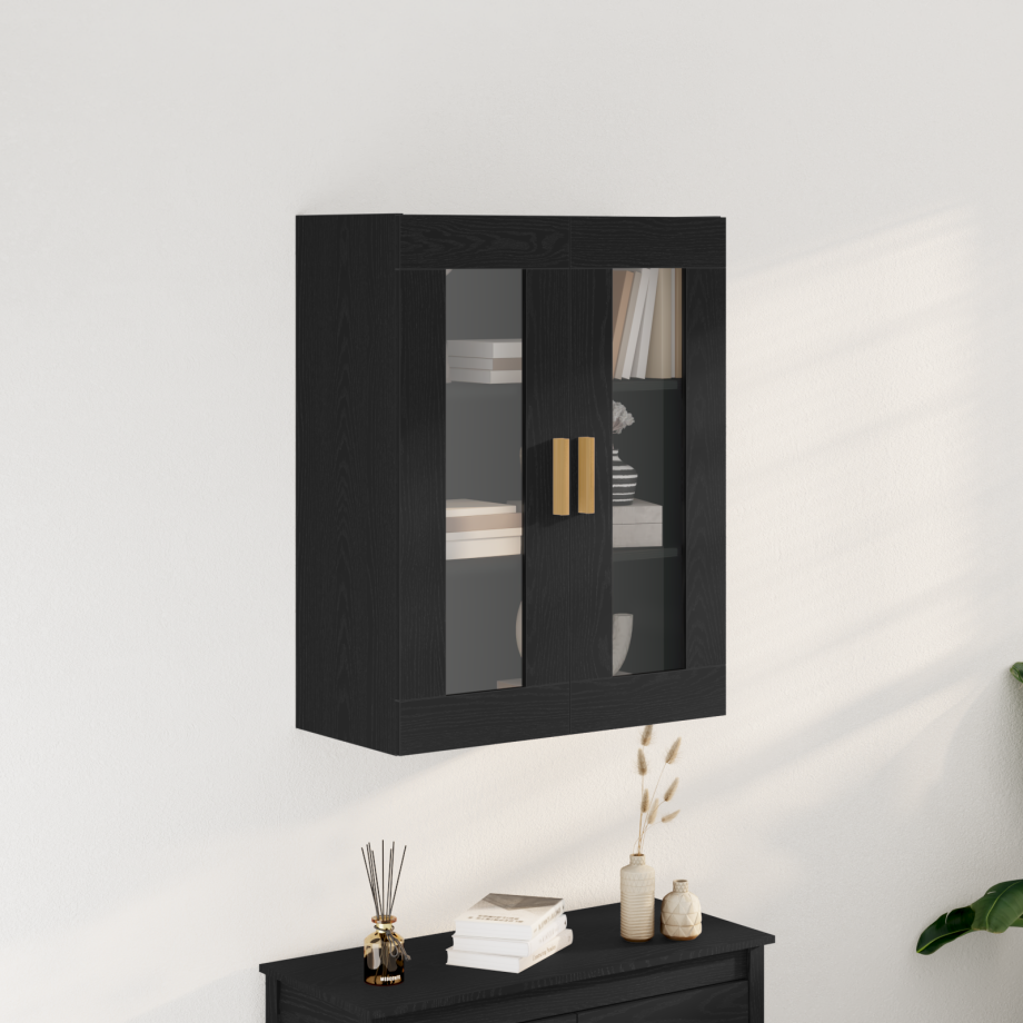 vidaXL Wandkast Zwart Eiken 69,5 x 34 x 90 cm Bewerkt hout afbeelding 1